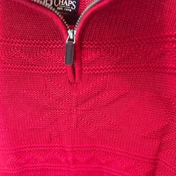 Vintage Chaps by Ralph Lauren red sweater 1/4 zip Red Holiday size large - Picture 6 of 6